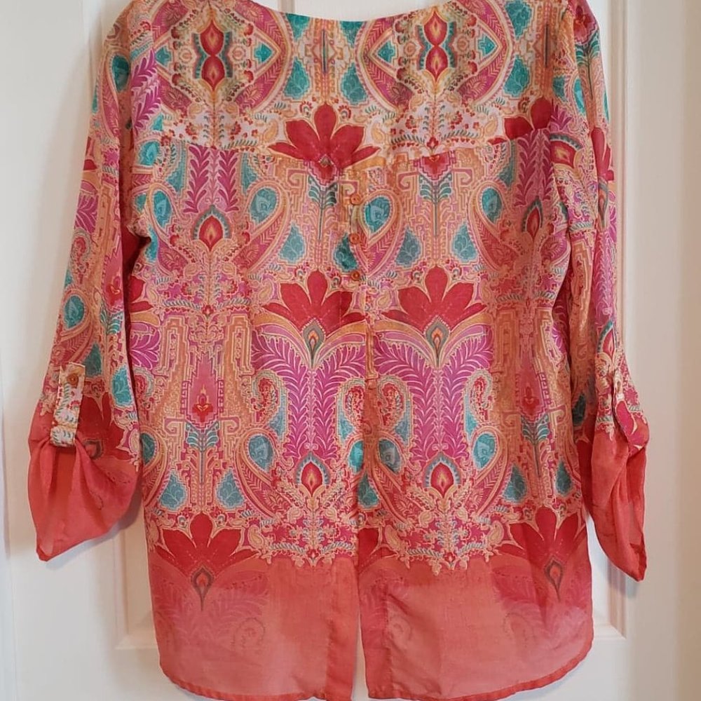 Patterned orange blouse - Picture 4 of 5